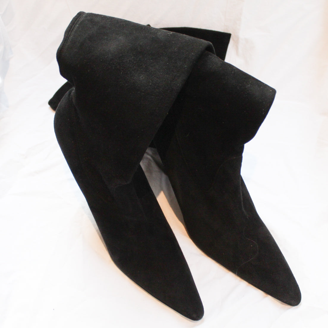 Manolo Blahnik Brand New 1275 Black Suede Pascalare 105mm Over The Knee Boots 42