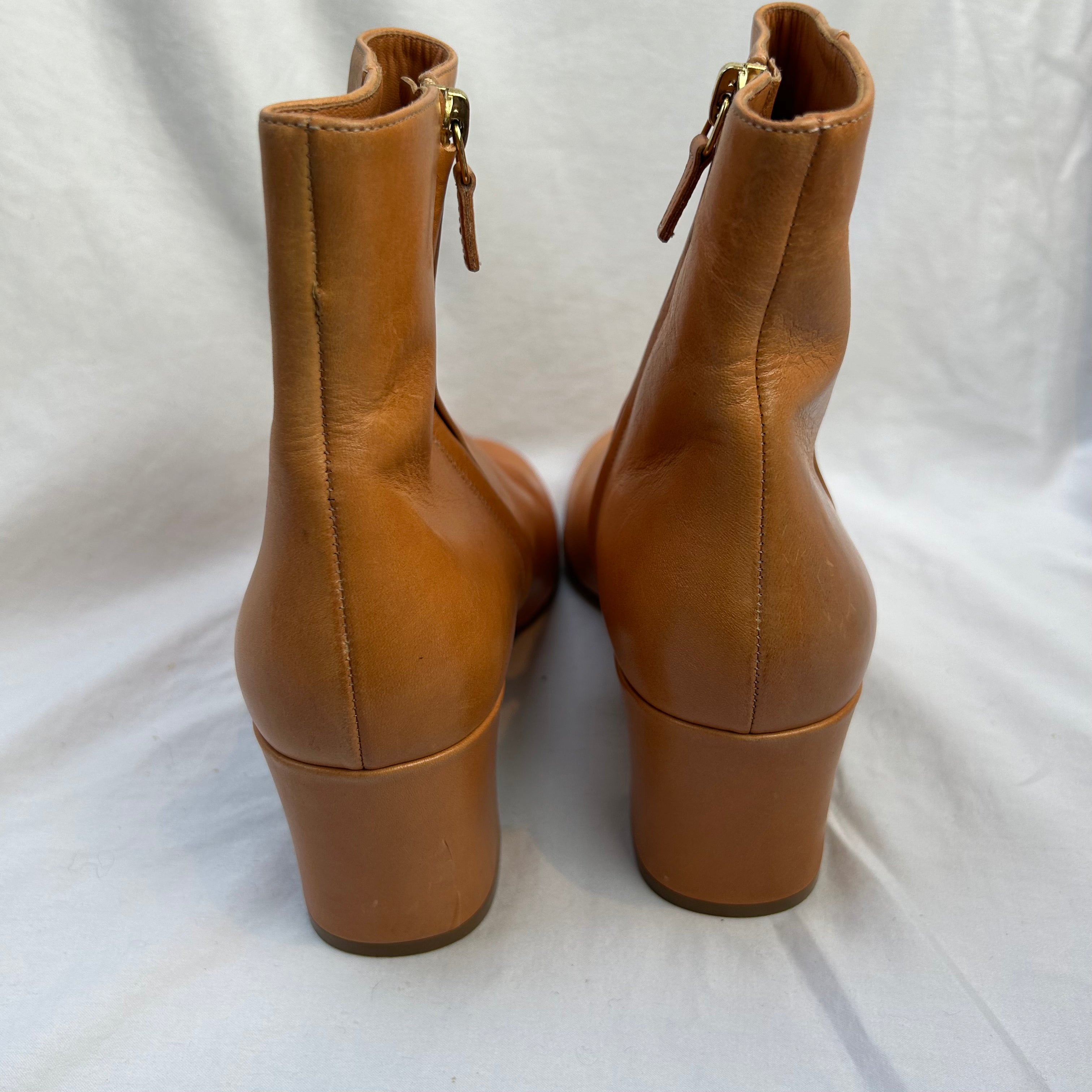 Mansur Gavriel Brand New 500 Camel Leather Ankle Boots 37.5