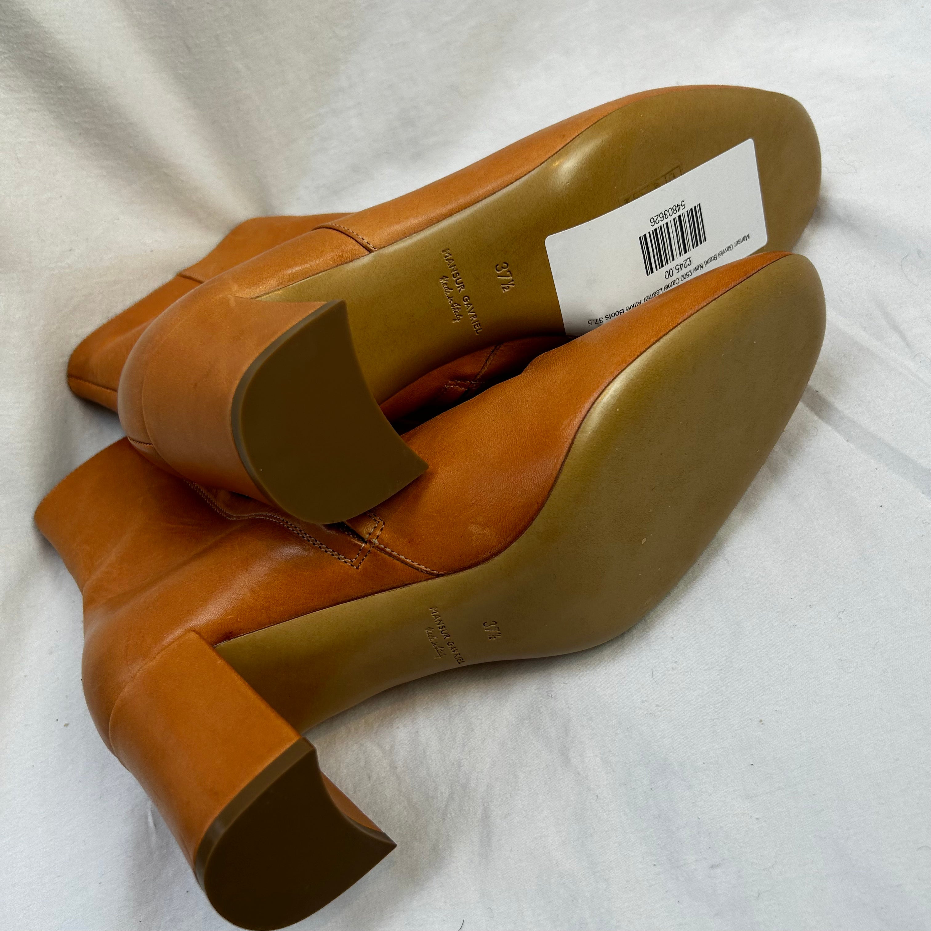 Mansur Gavriel Brand New 500 Camel Leather Ankle Boots 37.5