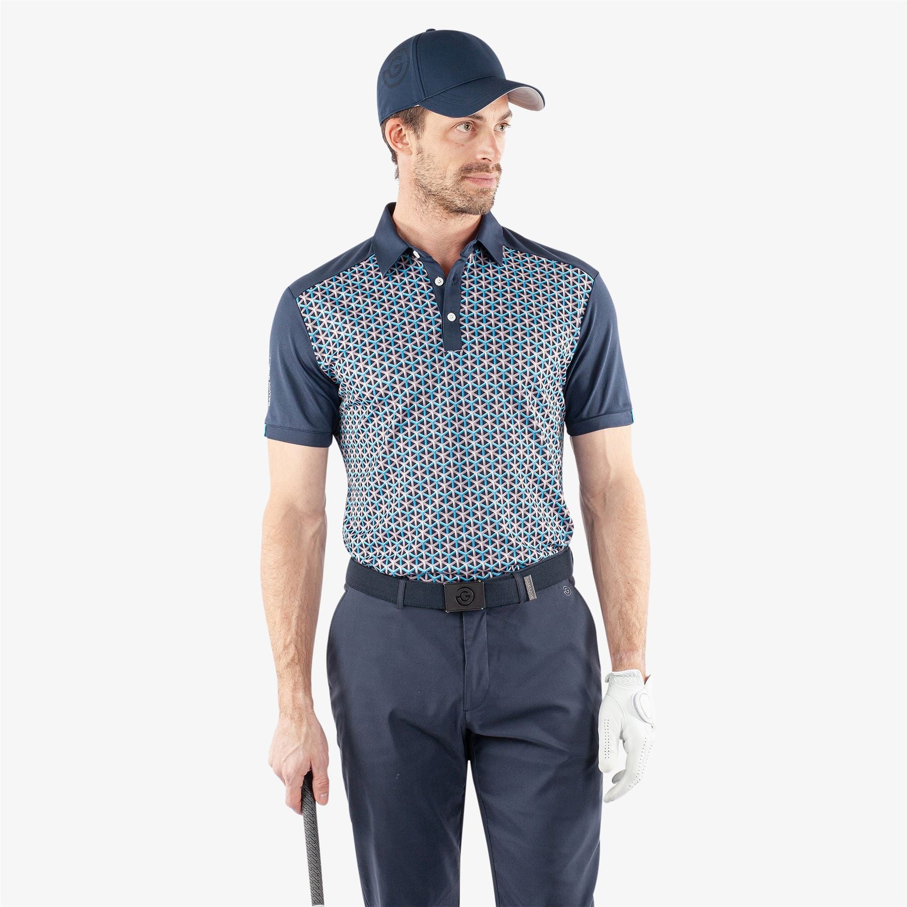 Mio Ventil8+ Printed Polo Aqua/Navy - SS24