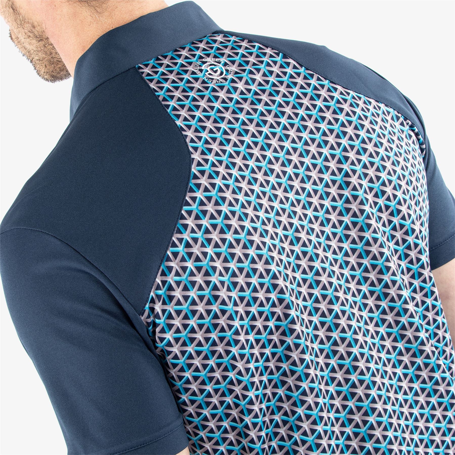 Mio Ventil8+ Printed Polo Aqua/Navy - SS24