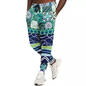 Mykonos Peacock Tile Patchwork Print Eco-Poly Joggers