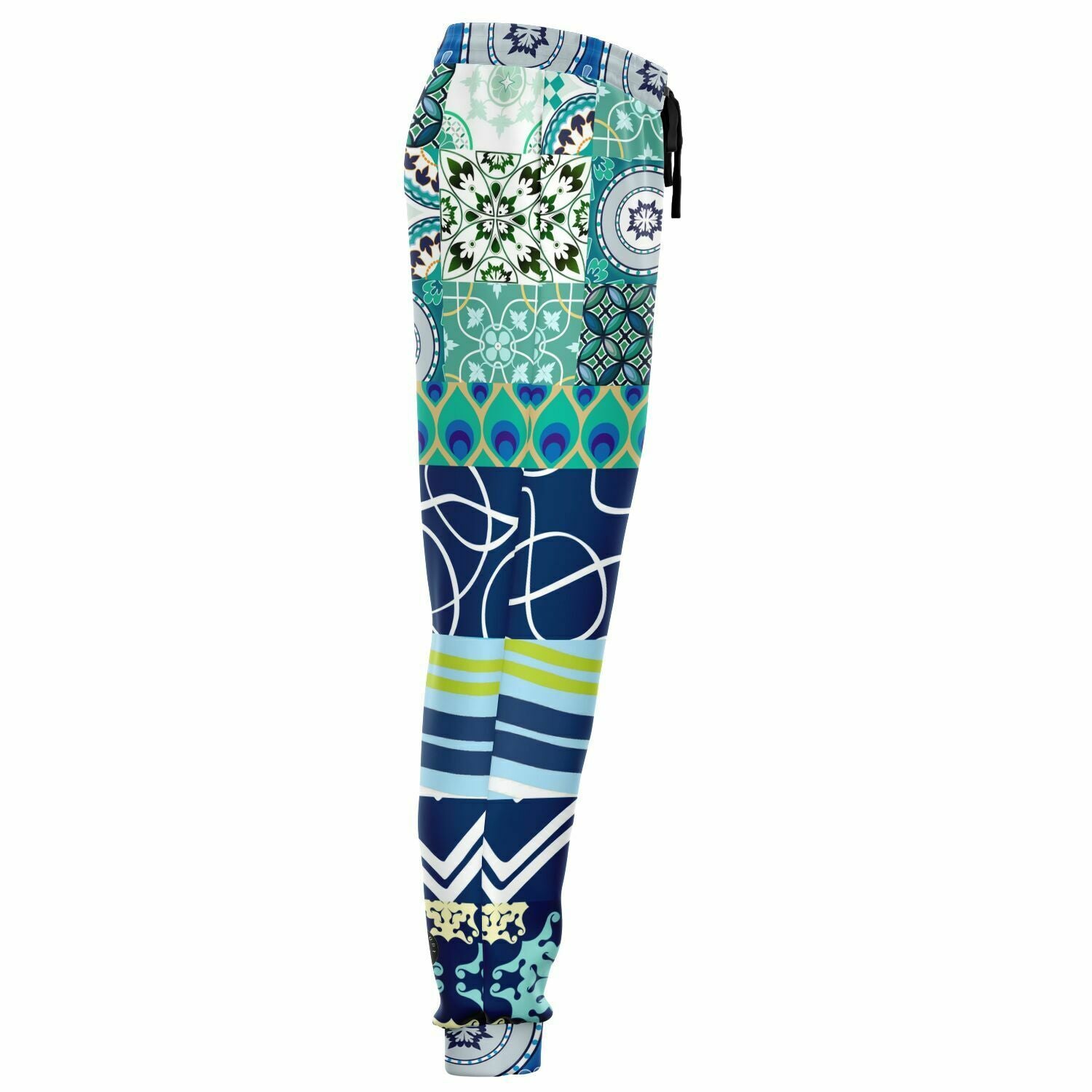 Mykonos Peacock Tile Patchwork Print Eco-Poly Joggers