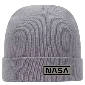 NASA Letter Leatherette Patch Superior Cotton Blend 12 Classic Knit Cuff Beanies for Men & Women