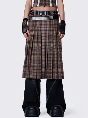 NENNA PLEATED TARTAN MIDI SKIRT