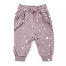 oh baby! Mini Silver Stars Ruffle Pocket Jogger - Lavender