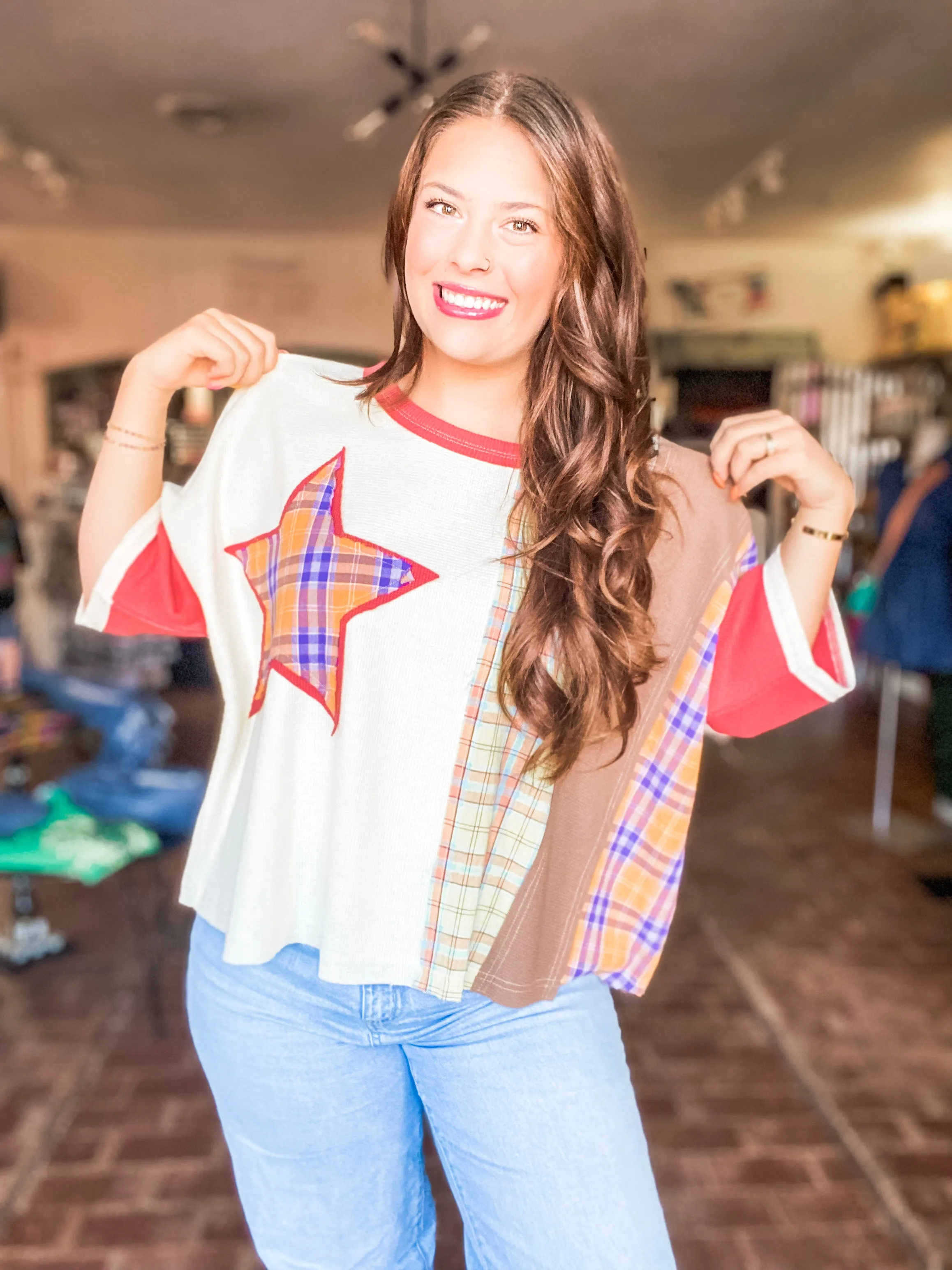 Plaid Star Top