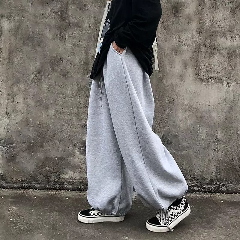 Plain Wide-Leg Jogger Pants dd9