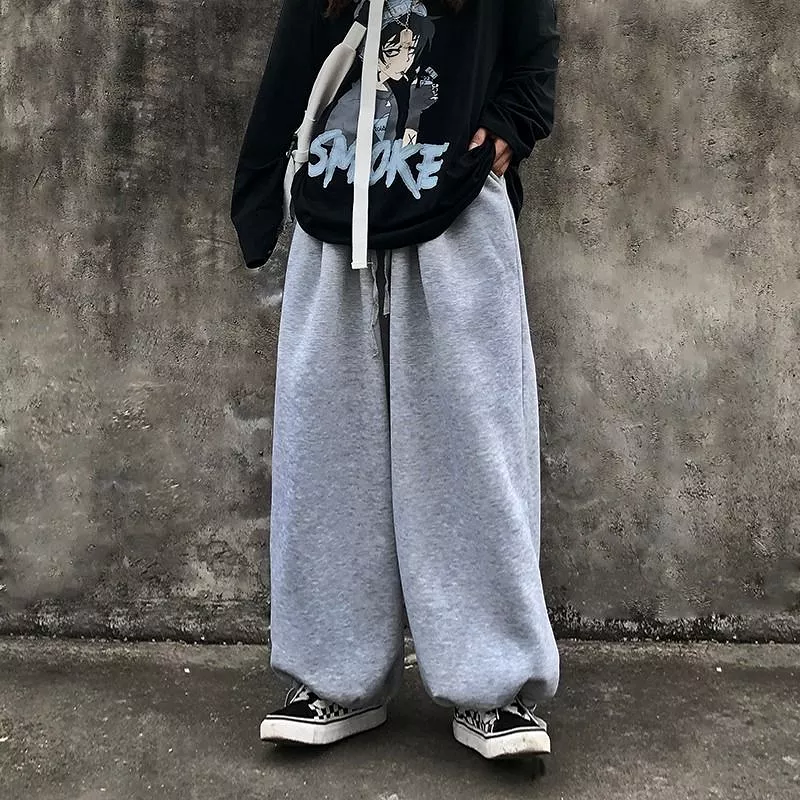 Plain Wide-Leg Jogger Pants dd9