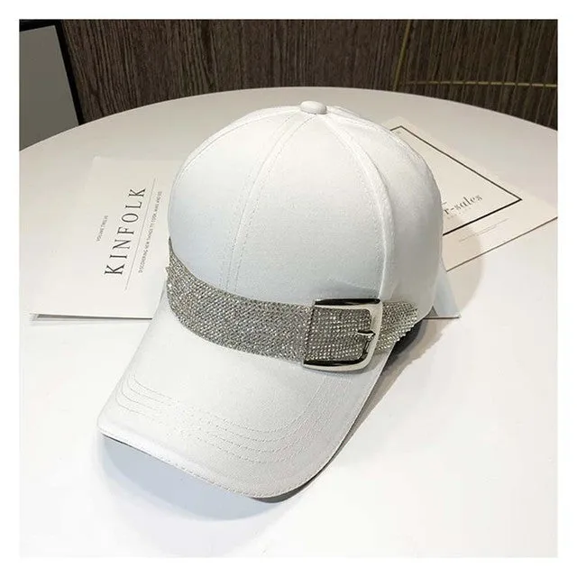 Rhinestone Belt Baseball Caps For Women Snapback Caps Outdoor Sun Hat