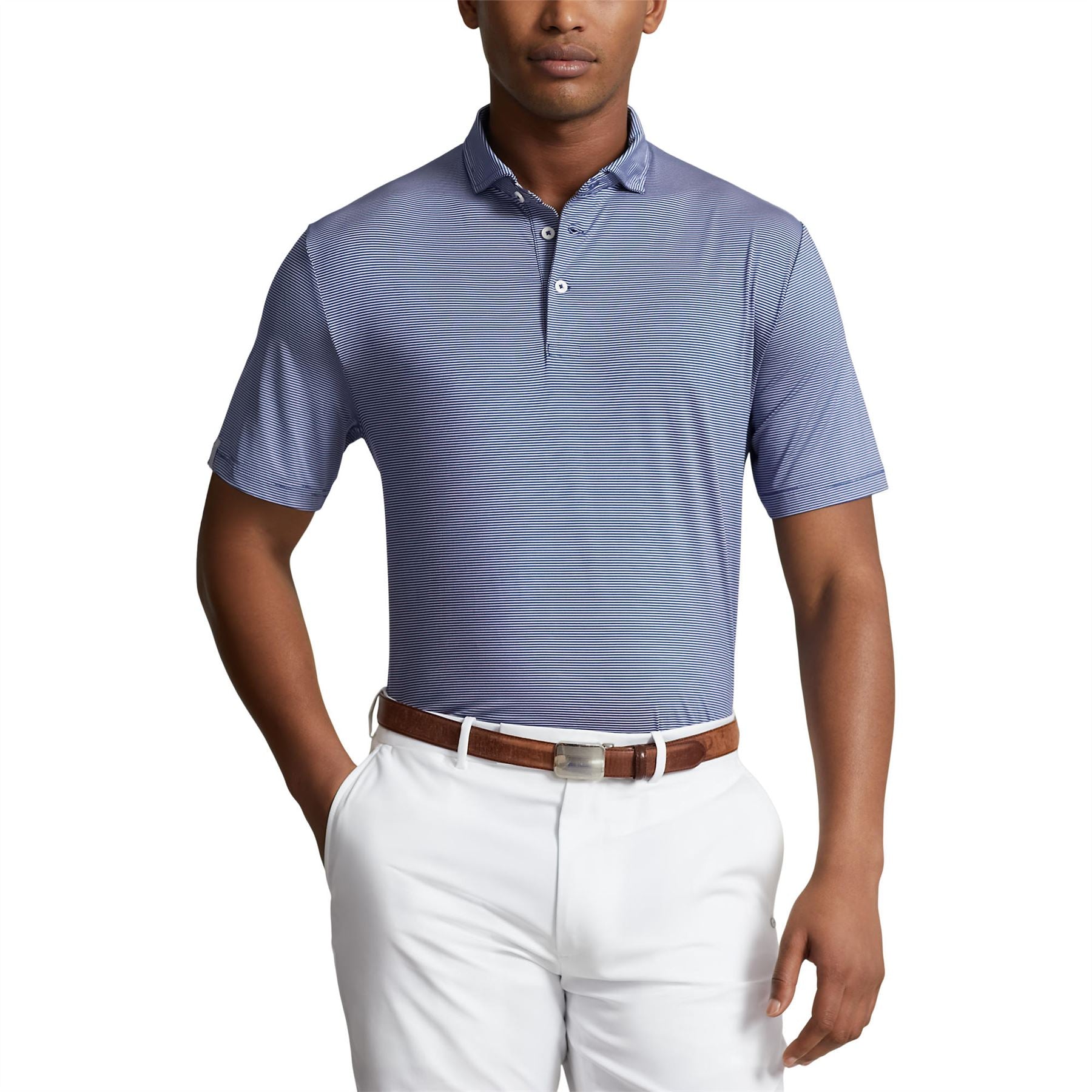 RLX Classic Fit Airflow Stripe Polo Blue/White - SS24