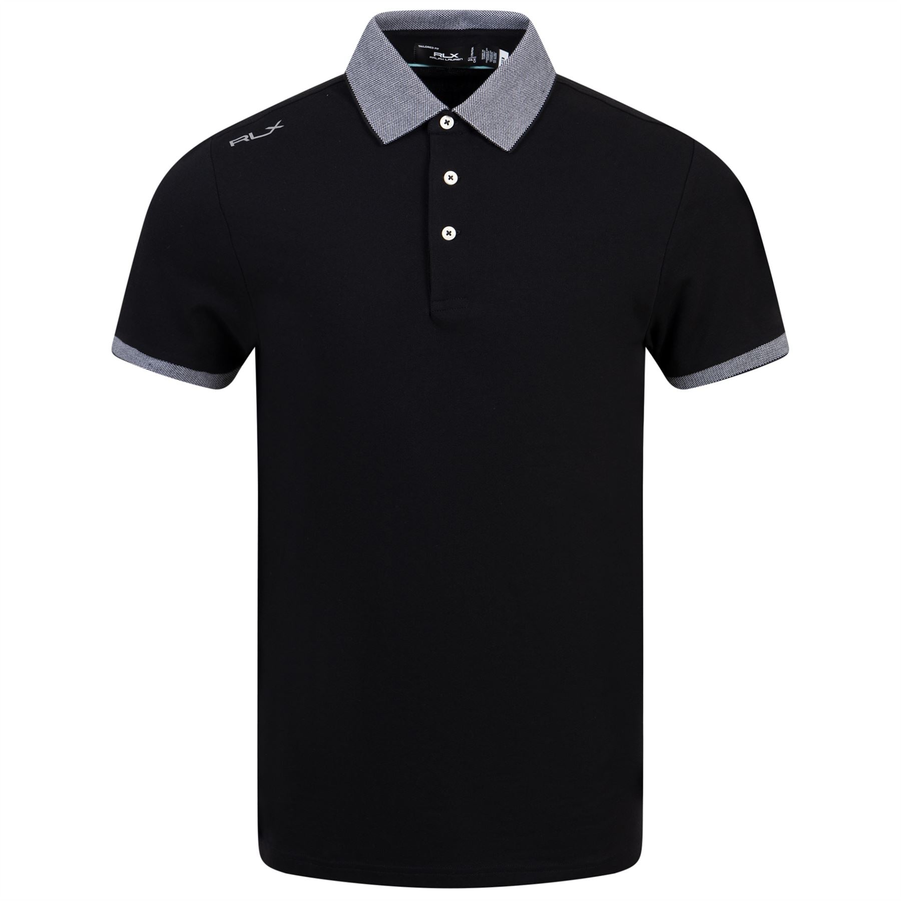 RLX Tailored Fit Cotton Knit Polo Black - SS24