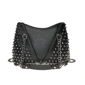 Rock Style Rivet Shoulder Crossbody Bag / Small Bags For Women / PU Leather Women Messenger Bags