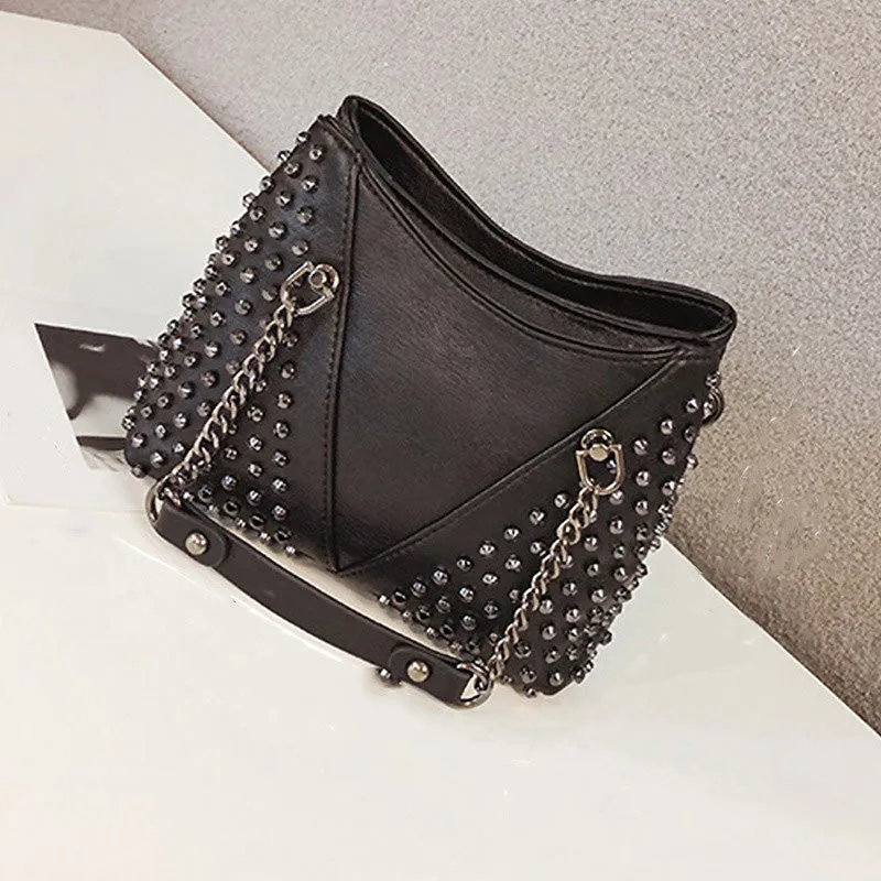 Rock Style Rivet Shoulder Crossbody Bag / Small Bags For Women / PU Leather Women Messenger Bags