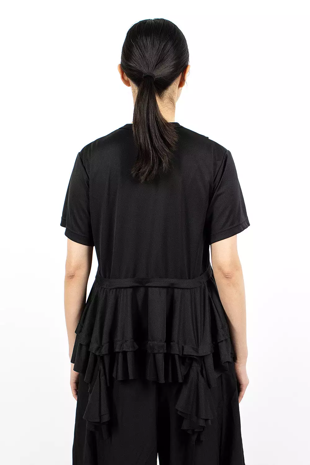 Ruffled Hem T-Shirt Black