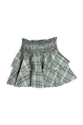 Sage Green Plaid Ruffle Skirt