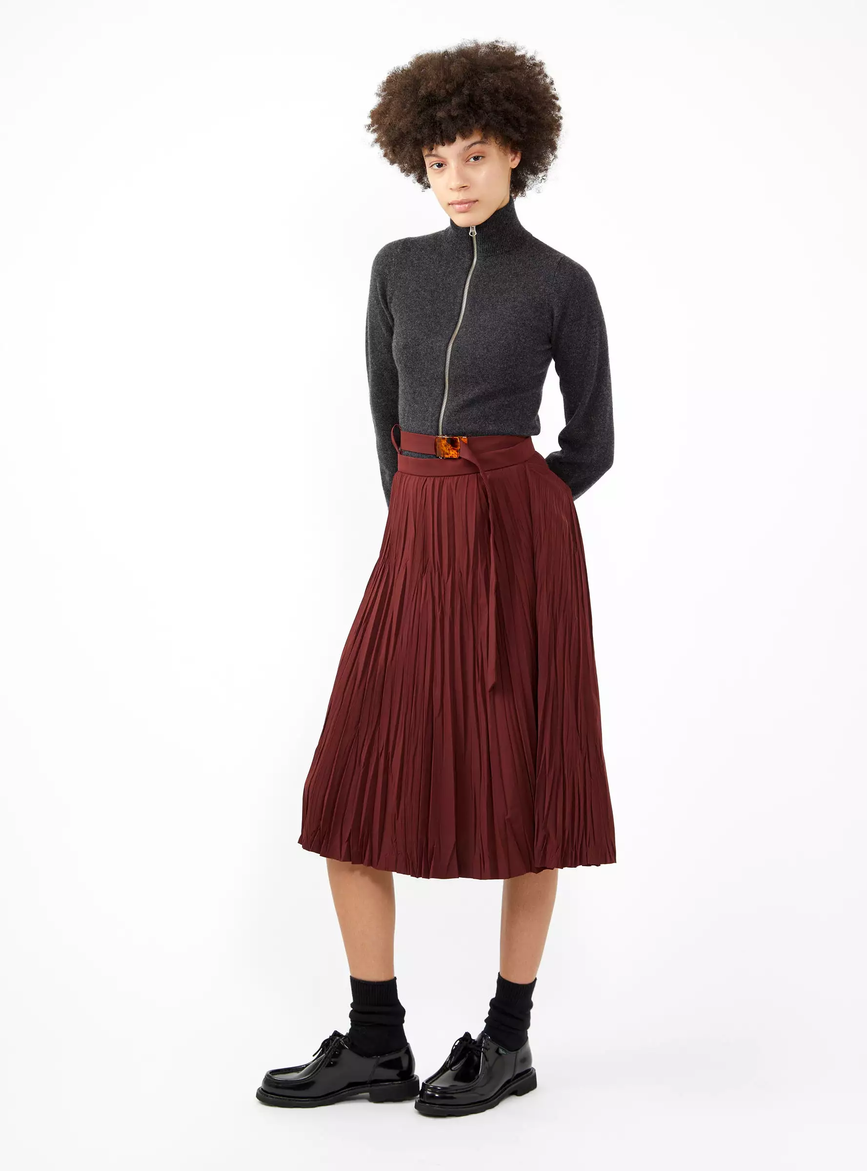 Satin Tricot Skirt Dark Red