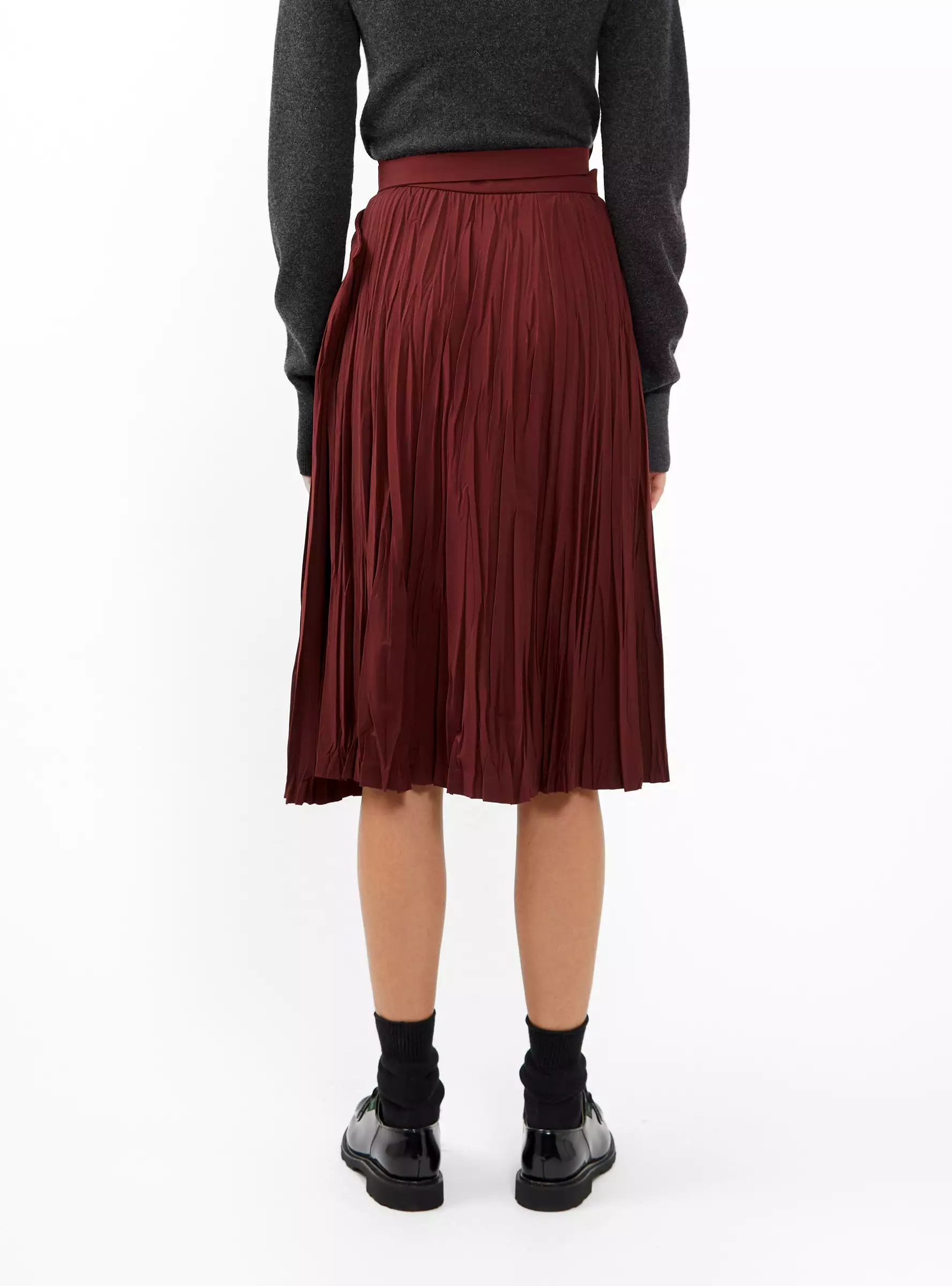 Satin Tricot Skirt Dark Red