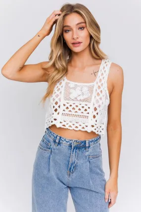 SLEEVELESS CROCHET TOP