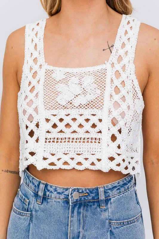 SLEEVELESS CROCHET TOP