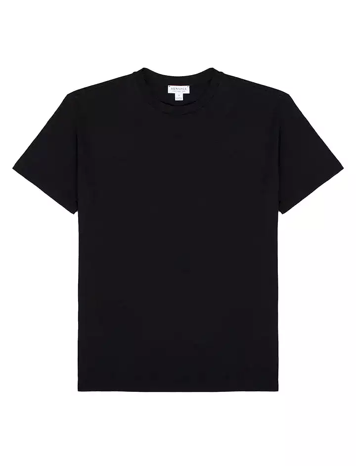 Sunspel Boy Fit Crew Neck T-Shirt Black