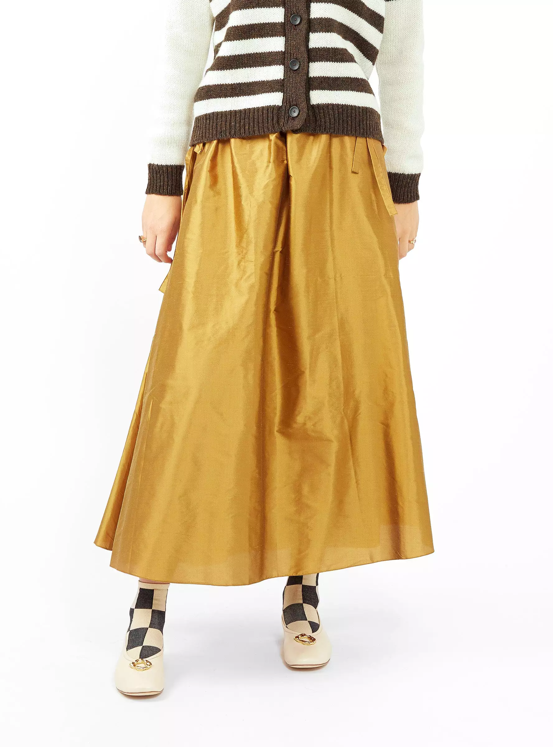 Tallulah Silk Dupion Skirt Ochre