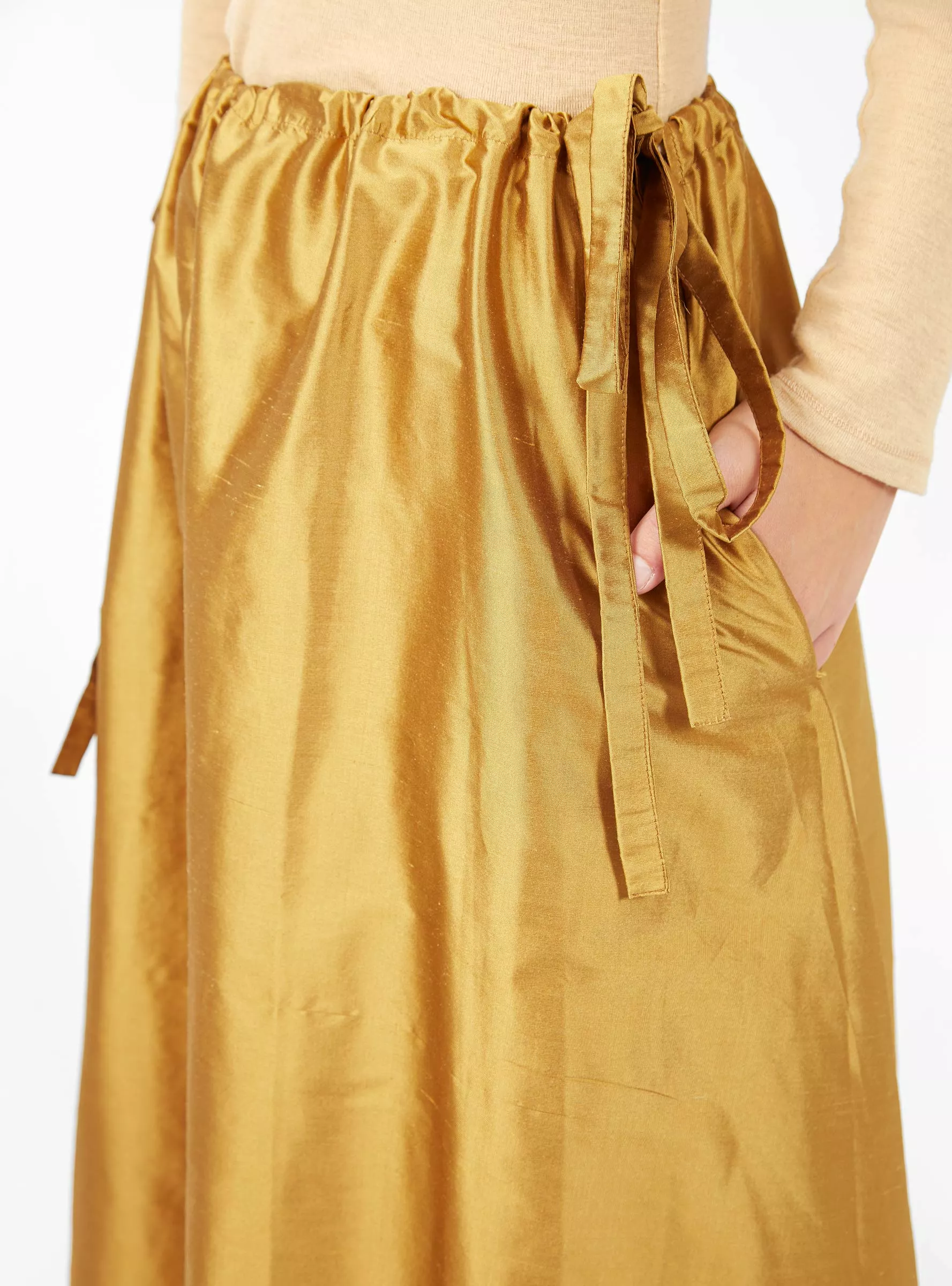 Tallulah Silk Dupion Skirt Ochre