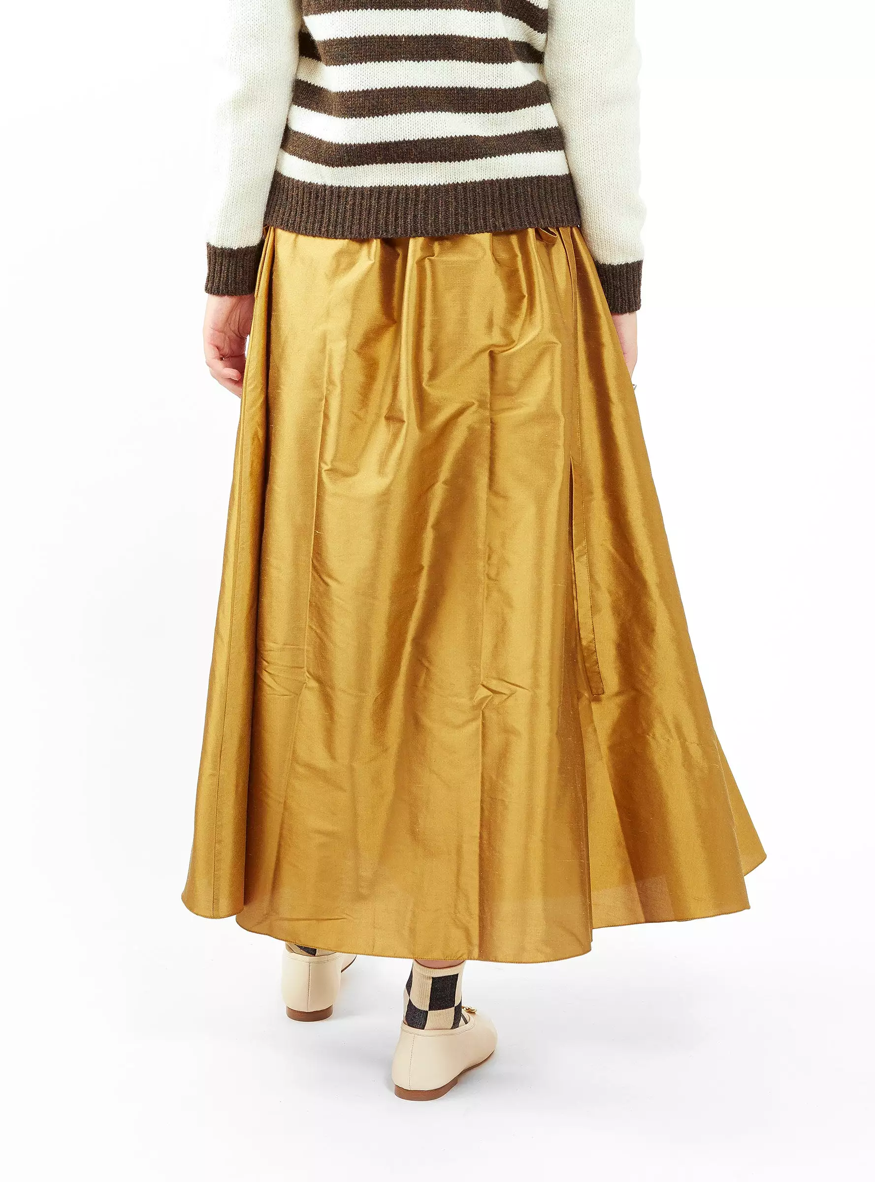 Tallulah Silk Dupion Skirt Ochre