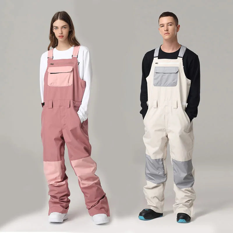 Unisex Ski Pant Overalls Mens Womens Ski Jumpsuit Winter Windproof Waterproof Skiing Snowboarding Woman Snow Pants