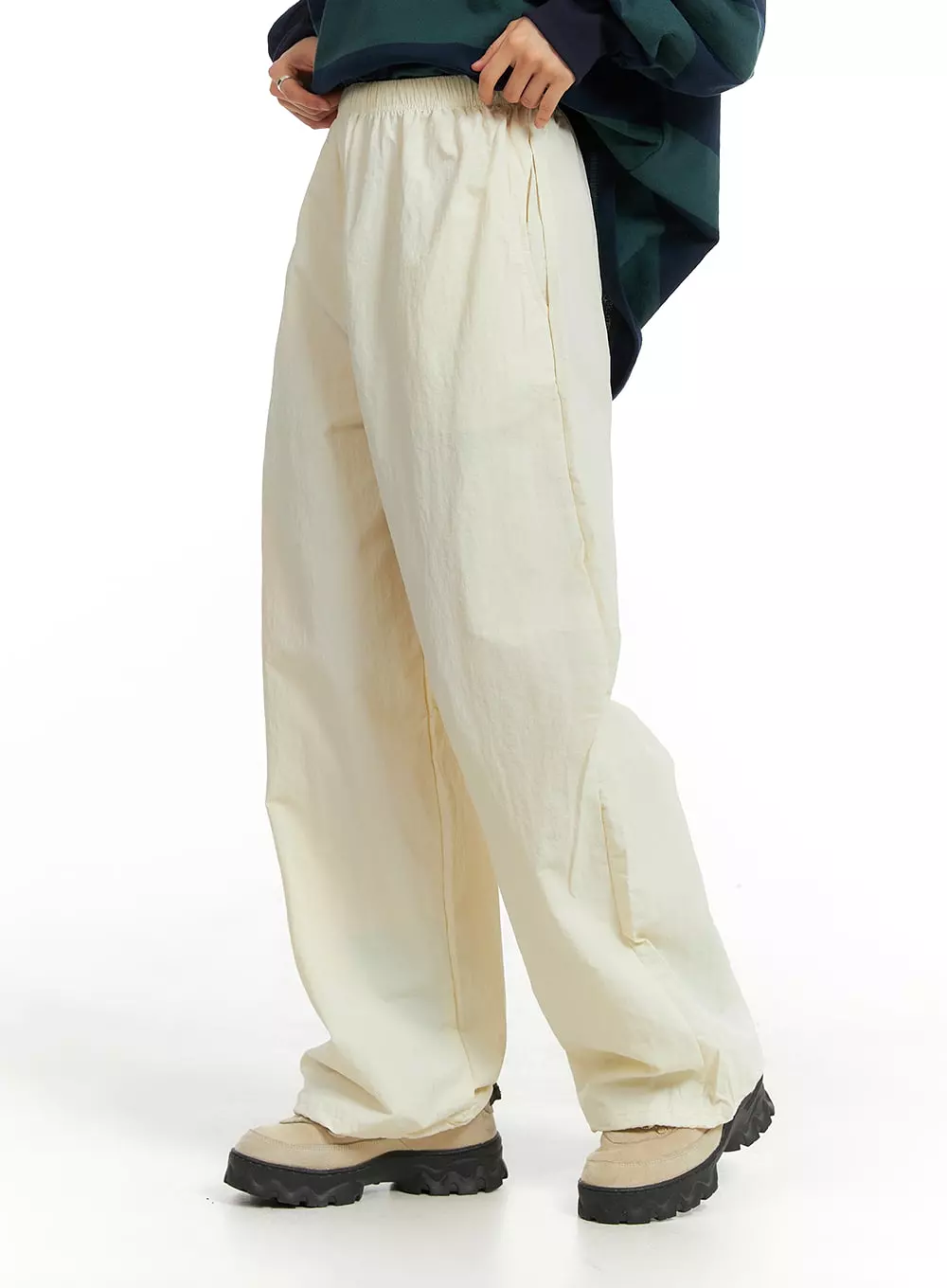 Wide Leg Drawstring Parachute Jogger Pants OM408