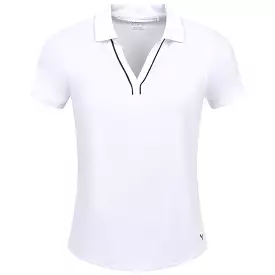 Womens Cloudspun Piped V-Neck Polo White - SS24