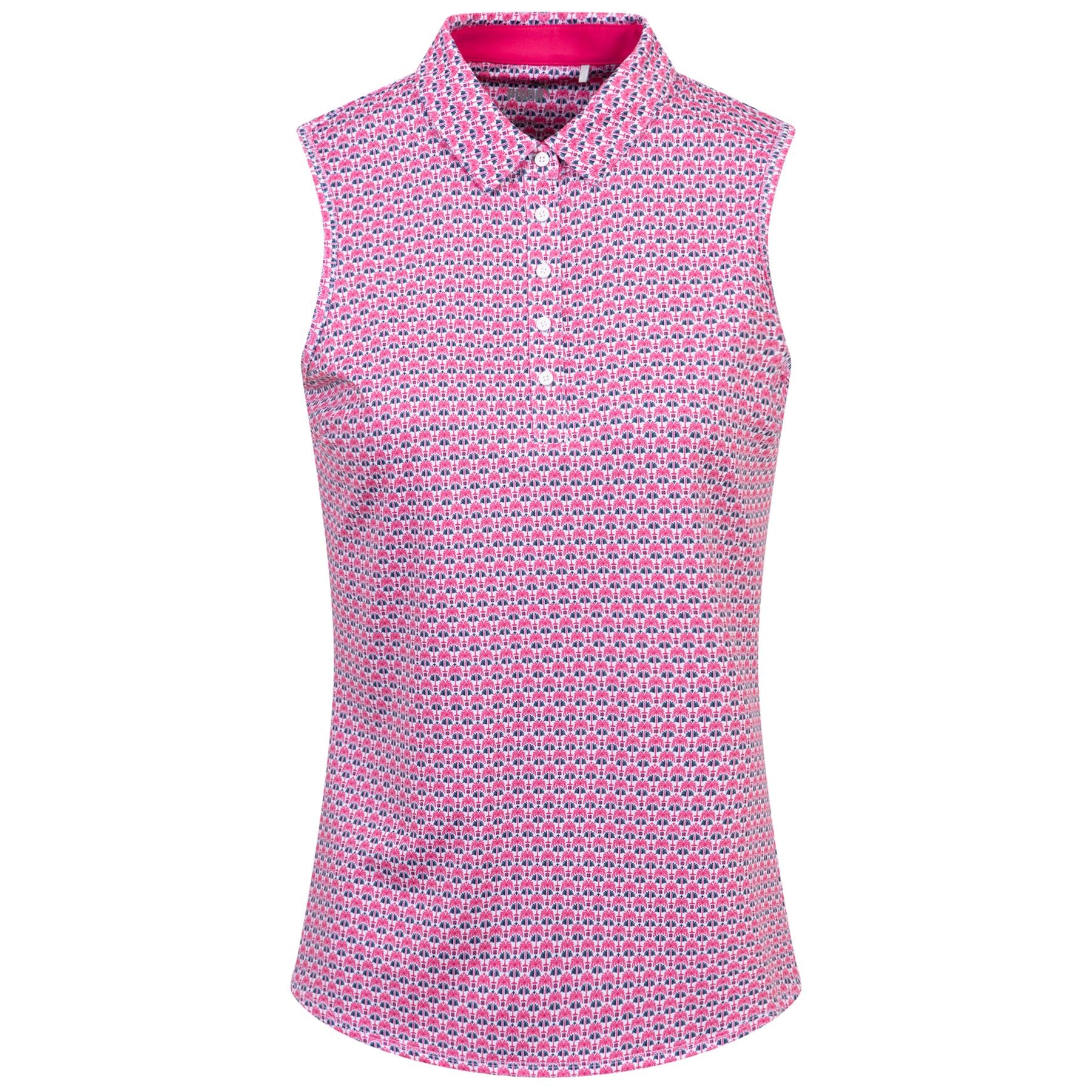 Womens MATTR Deco Sleeveless Polo White/Pink - SS24